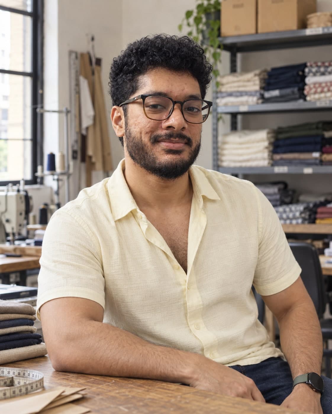 Siddharth, who made PakkaStock, at a garment business