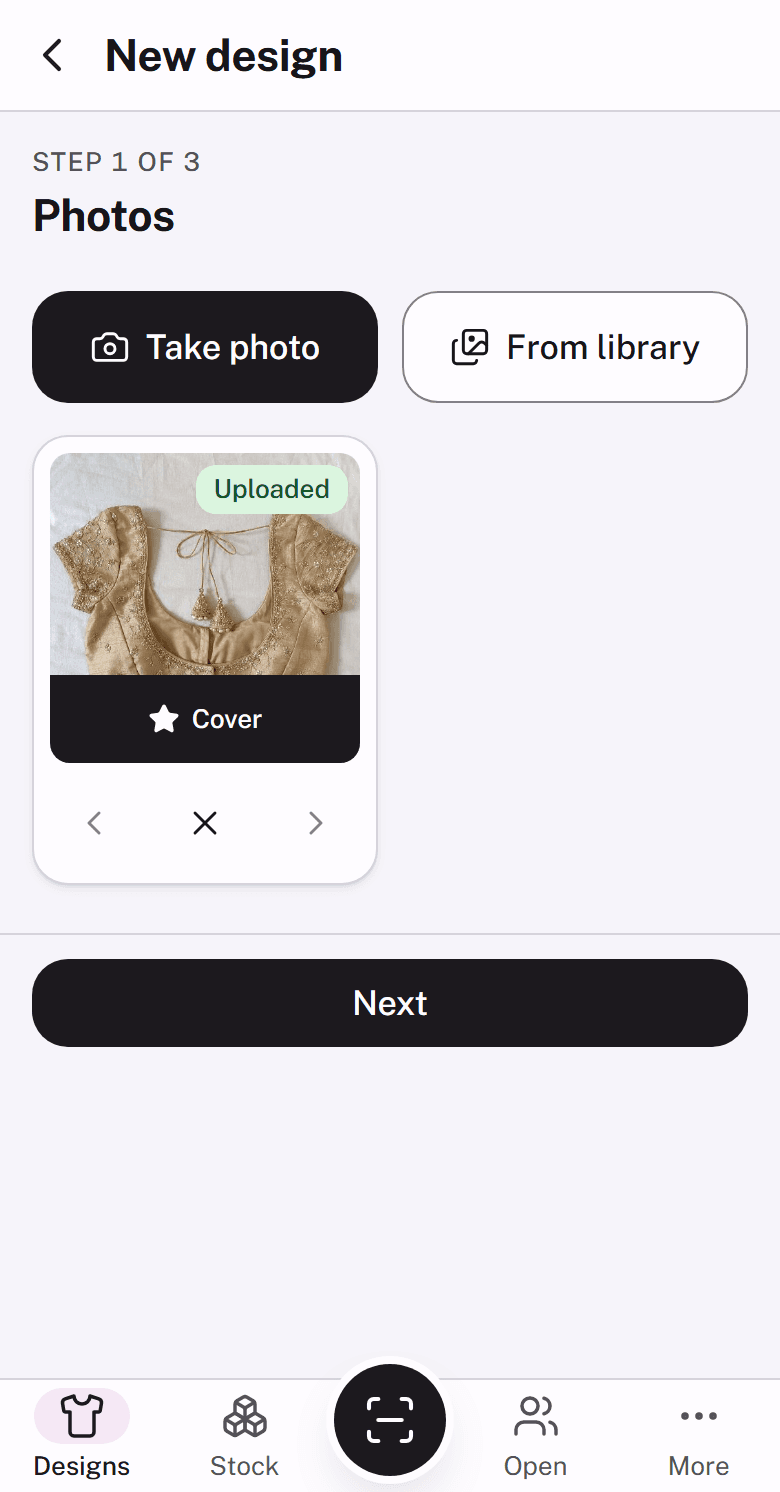 Adding a design with a photo in PakkaStock